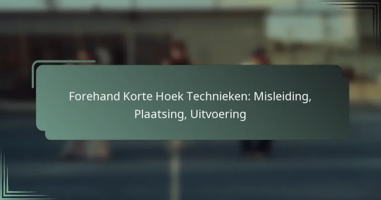 Forehand Korte Hoek Technieken: Misleiding, Plaatsing, Uitvoering