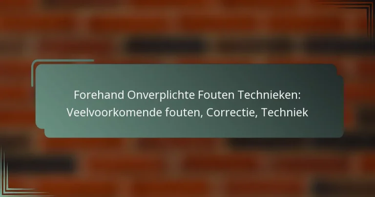 Forehand Onverplichte Fouten Technieken: Veelvoorkomende fouten, Correctie, Techniek